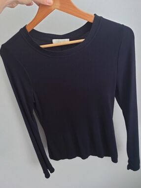 SOLD River + Sky Long-Sleeve Ribbed Top - Black Super Soft Modal!